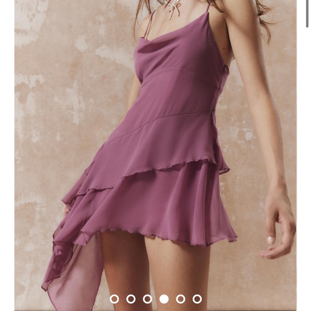 Kimchi Blue Angie Chiffon Asymmetrical Mini Dress Blush